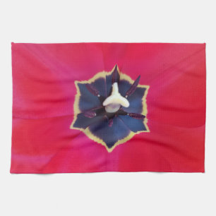 Bold Red Tulp Flower Macro Natuur Theedoek