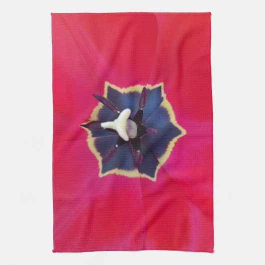 Bold Red Tulp Flower Macro Natuur Theedoek (Verticaal)