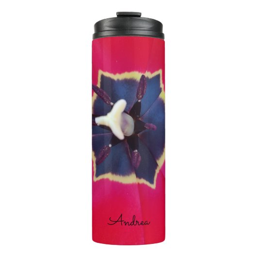 Bold Red Tulp Flower Macro Natuur Thermosbeker (Voorkant)