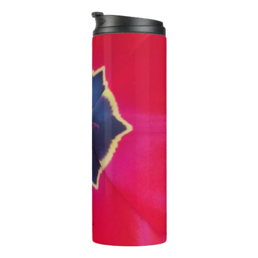 Bold Red Tulp Flower Macro Natuur Thermosbeker (Geroteerd rechts)