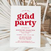 Bold Red Typography Graduation Party Kaart