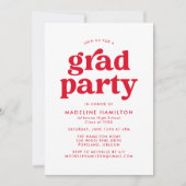 Bold Red Typography Graduation Party Kaart (Voorkant)
