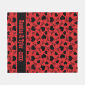 Bold Red Valentijns met Black Heart Pattern Fleece Deken (Voorkant (Horizontaal))