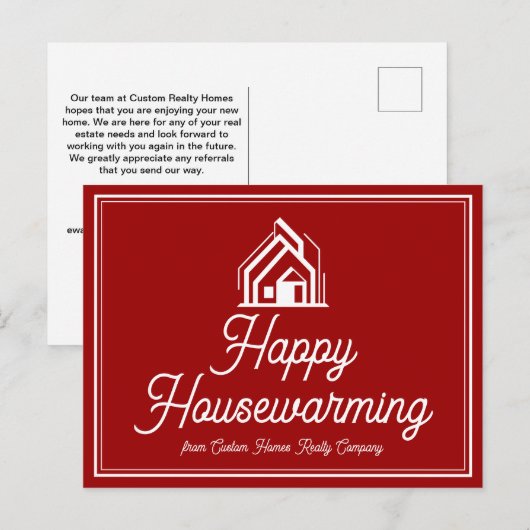 Bold Red Vastgoedbedrijf Aangepaste Makelaar Briefkaart (Voorkant / Achterkant)