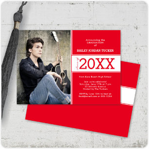Bold Red & White Afstuderen bekendmaking Aankondiging