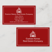 Bold Red White Real Estate Company House Visitekaartje (Voorkant / Achterkant)