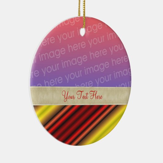 Bold Red Yellow Stripes Your Photo Ornament (Rechts)