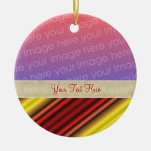 Bold Red Yellow Stripes Your Photo Ornament