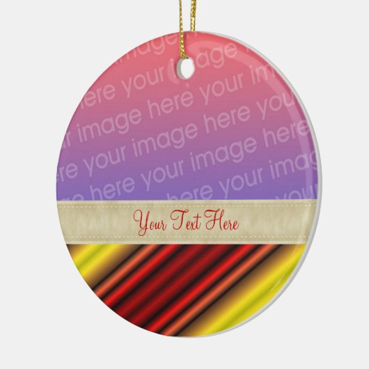 Bold Red Yellow Stripes Your Photo Ornament (Links)
