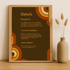 Bold Retro 1970s bruiloft Informatiekaartje