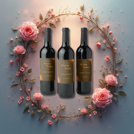 Bold Retro 1970s bruiloft Wijn Etiket