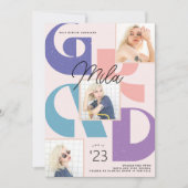 Bold Retro 3 foto Afstuderen aankondiging (Voorkant)