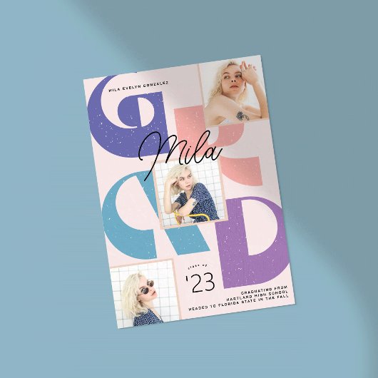 Bold Retro 3 foto Afstuderen aankondiging