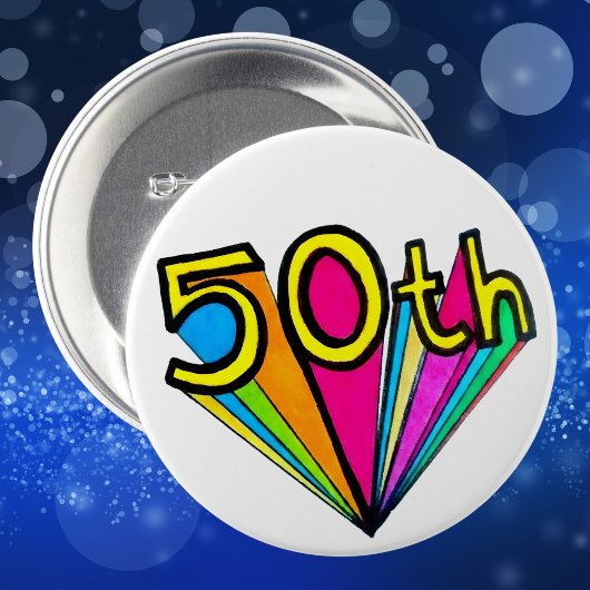 Bold Retro 50th Birthday Celebration Design Ronde Button 7,6 Cm