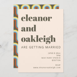 Bold Retro 60s 70s Aesthetisch Olijf Groen Weddens Kaart