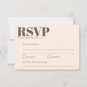 Bold Retro 60s 70s Aesthetisch Olijf Groen Weddens RSVP Kaartje (Voorkant)