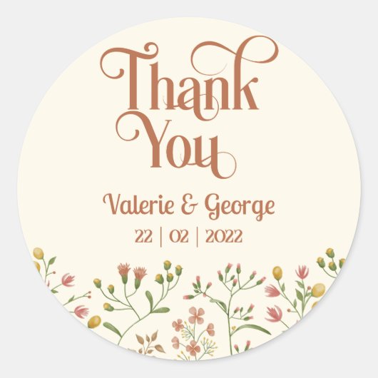 Bold Retro Aardse Tonen | Dank u ronde Sticker (Voorkant)