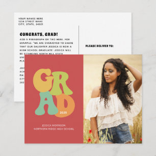 Bold Retro Afstudeerder 1970s Typografie Graduatio Briefkaart