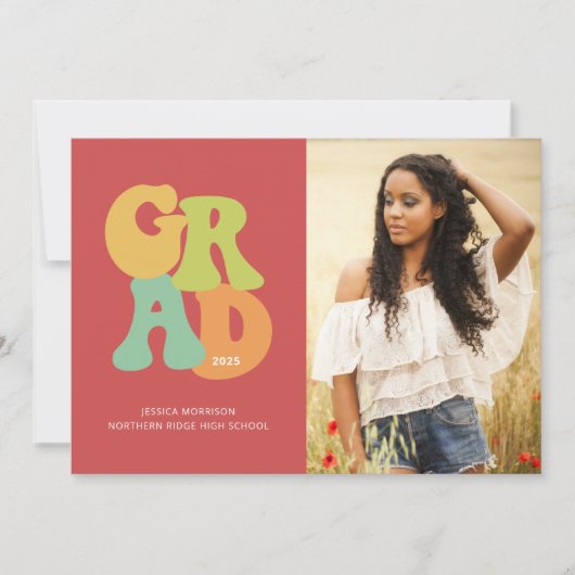 Bold Retro Afstudeerder 1970s Typografie Graduatio Kaart (Voorkant)