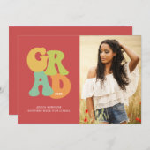 Bold Retro Afstudeerder 1970s Typografie Graduatio Kaart (Voorkant / Achterkant)