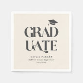 Bold Retro Afstuderen Cream Graduation Party Servet (Voorkant)