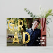 Bold Retro Afstuderen Foto Folie Aankondiging (Staand Voorkant)