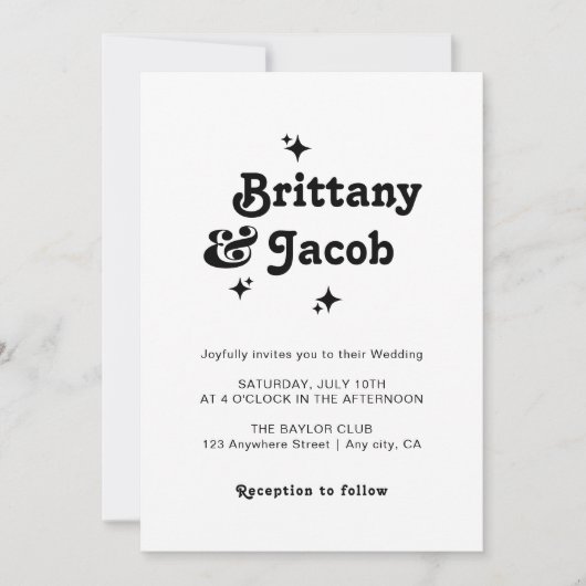 Bold Retro Chic Huwelijksuitnodiging Kaart (Voorkant)