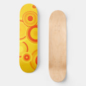 Bold Retro Circles skateboard – Geel & Sinaasappel (Voorkant)