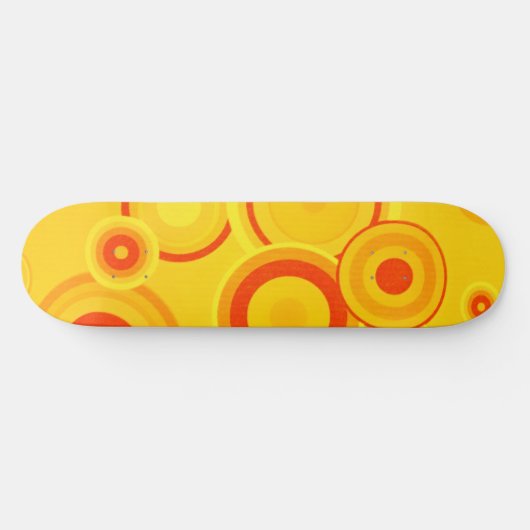 Bold Retro Circles skateboard – Geel & Sinaasappel (Horizontaal)