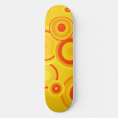 Bold Retro Circles skateboard – Geel & Sinaasappel (Voorkant)