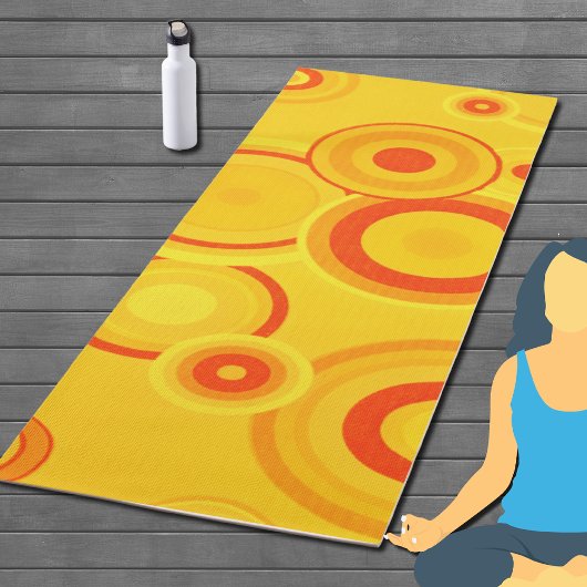 Bold Retro Circles skateboard – Geel & Sinaasappel Yogamat