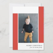 Bold Retro Citrus & Floral Red-kerstfoto Feestdagenkaart (Voorkant)