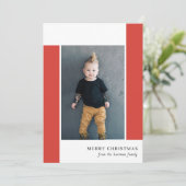 Bold Retro Citrus & Floral Red-kerstfoto Feestdagenkaart (Staand voorkant)