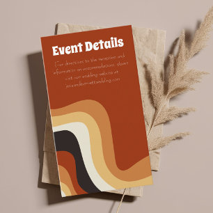 Bold Retro Groovy 70s Boho Wedding Event - Gegeven Informatiekaartje