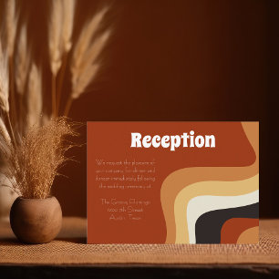 Bold Retro Groovy 70s Wavy Boho Wedding Reception Informatiekaartje