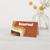 Bold Retro Groovy 70s Wavy Boho Wedding Reserved Plaatskaartje (Voorkant)