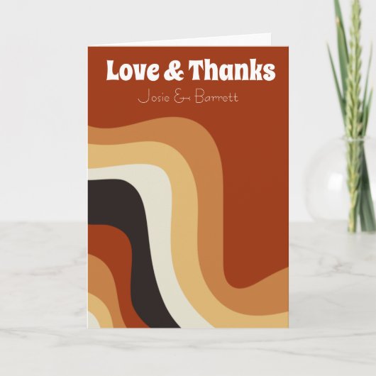 Bold Retro Groovy 70s Wedding Photo Love & Bedankt (Voorkant)