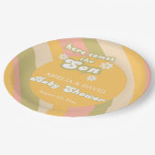 Bold Retro Groovy Boy Shower Sunshine Party Papieren Bordje (Gekanteld)