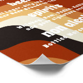 Bold Retro Groovy Oranje 70s Boho Wedding Bar Menu Poster (Hoek)