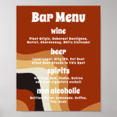 Bold Retro Groovy Oranje 70s Boho Wedding Bar Menu Poster (Voorkant)