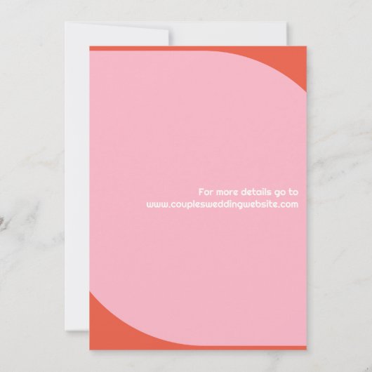 Bold Retro Helder Sinaasappel en Roze bruiloft Kaart (Achterkant)