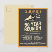 Bold Retro High School Reunion Pep Rally Megaphone Briefkaart (Voorkant / Achterkant)
