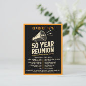 Bold Retro High School Reunion Pep Rally Megaphone Briefkaart (Staand voorkant)