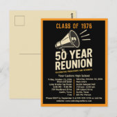 Bold Retro High School Reunion Pep Rally Megaphone Briefkaart (Voorkant / Achterkant)