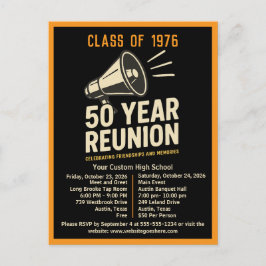 Bold Retro High School Reunion Pep Rally Megaphone Briefkaart