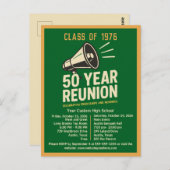 Bold Retro High School Reunion Pep Rally Megaphone Briefkaart (Voorkant / Achterkant)