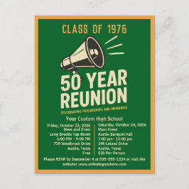 Bold Retro High School Reunion Pep Rally Megaphone Briefkaart