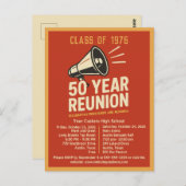 Bold Retro High School Reunion Pep Rally Megaphone Briefkaart (Voorkant / Achterkant)