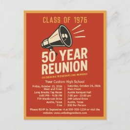 Bold Retro High School Reunion Pep Rally Megaphone Briefkaart