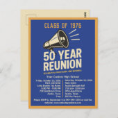 Bold Retro High School Reunion Pep Rally Megaphone Briefkaart (Voorkant / Achterkant)